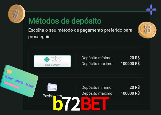 O cassino b72bet oferece uma grande variedade de métodos de pagamento